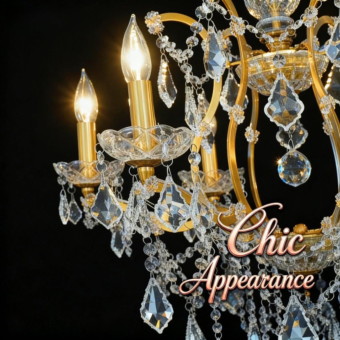 MEELIGHTING Antique Gold Crystal Chandeliers, Luxury Polished Golden Bronze Candle Pendant Ceiling Light Fixture, 15 Lights Golden Crystal Chandelier for Dining Room Living Room Bedroom Foyer
