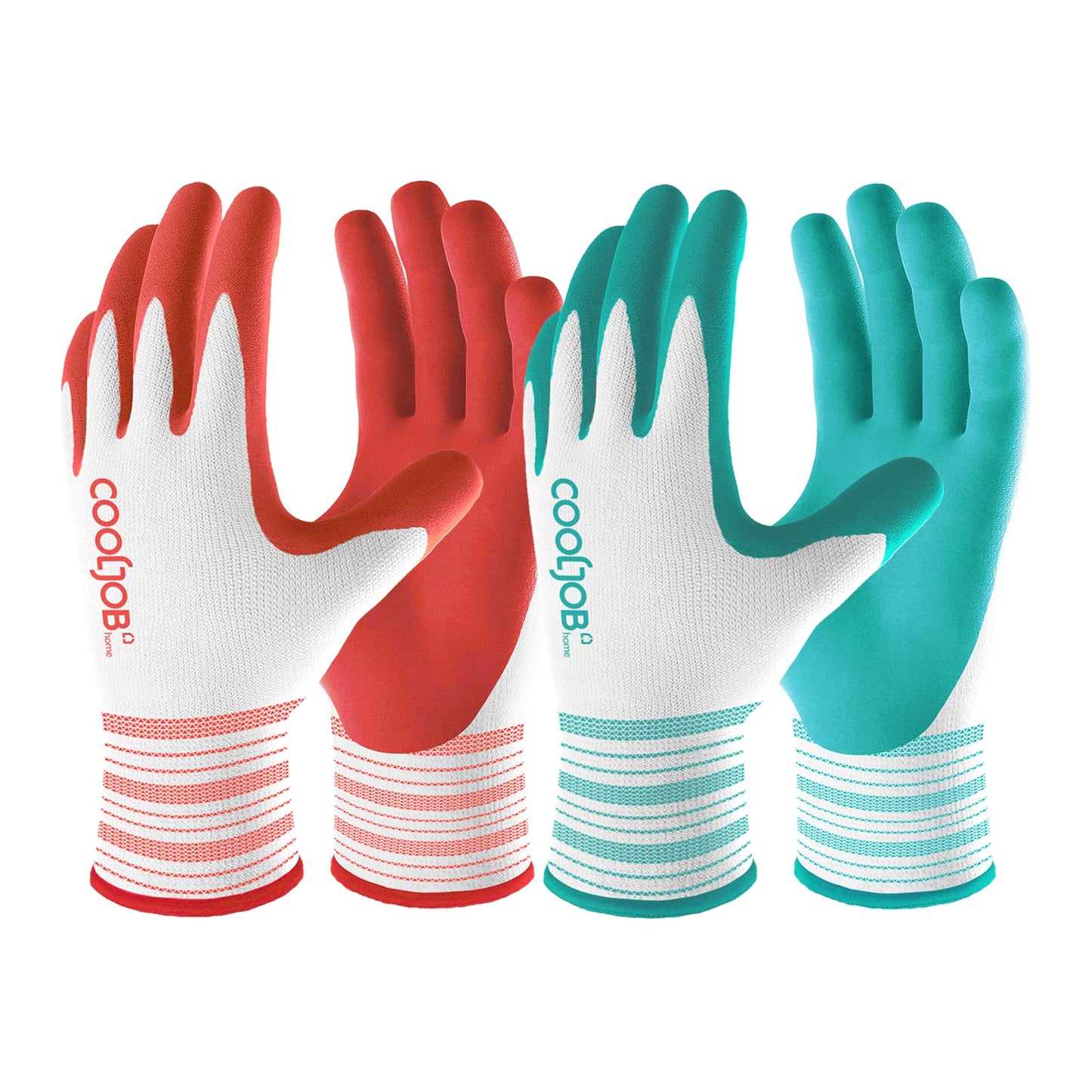 COOLJOB Gardening Gloves for Women, 6 Pairs Ladies, Comfortable Breathable Garden Gloves, Gardening Gift, Medium Size Fits Most, Red & Green (Half Dozen M)
