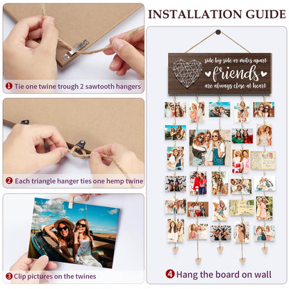 Best Friend Birthday Gifts for Women Teen Girls, Mothers Day Gifts for Best Friend Picture Frame, Long Distance Friendship Gift for BFF Besties Sister Photo Holder Hanging Photo Display Collage Frame