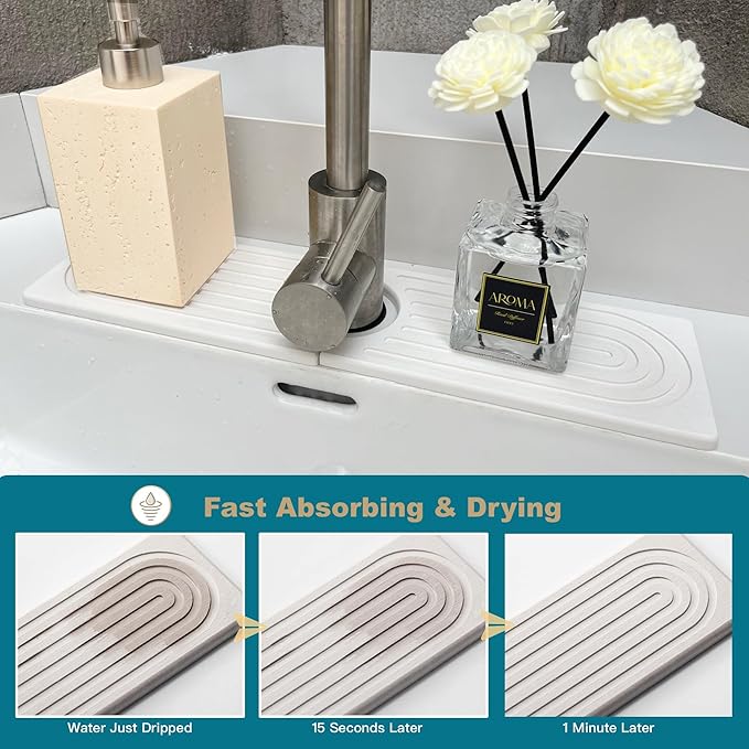 Faucet Mat for Kitchen Sink, Stone Drying Mat for Kitchen Counter, Stone Mat