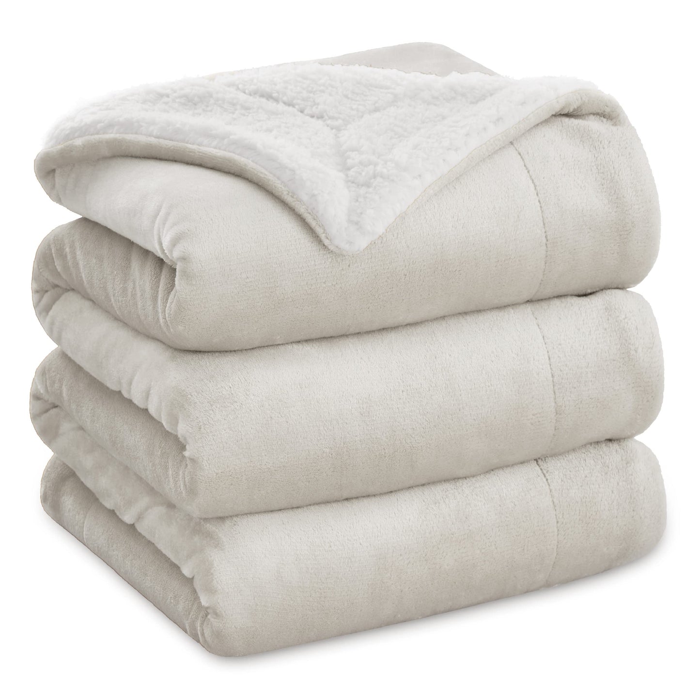 Bedsure GentleSoft Sherpa Fleece Blankets Queen Size for Bed - Thick and Warm, Soft Fuzzy Plush Queen Blanket for Winter, Grey, 90x90 Inches