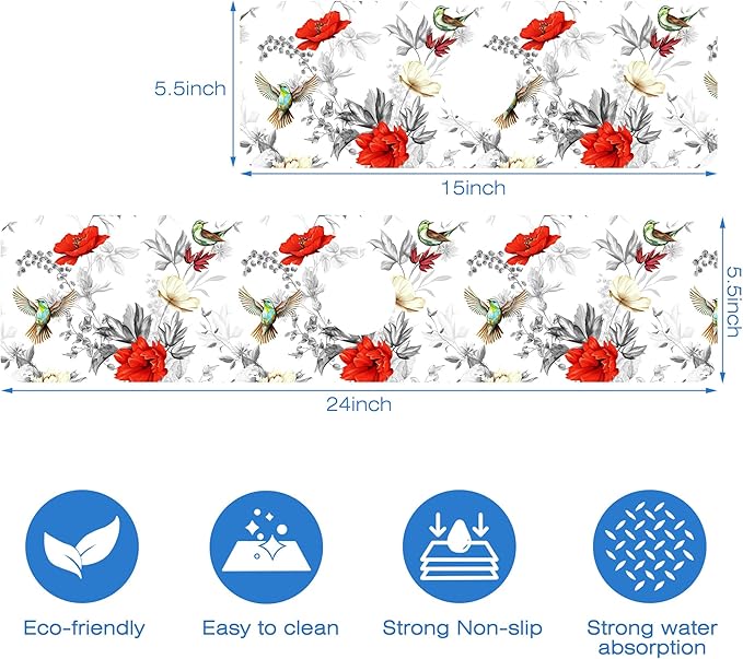 Poppy Wildflower Nightingale Sink Faucet Absorbing Mat Sink Splash Guard Faucet