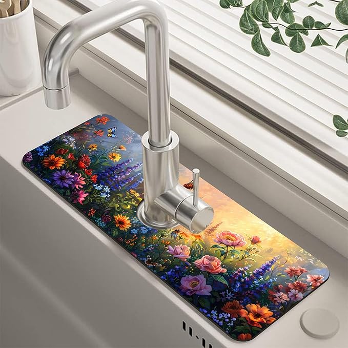 Kitchen Sink Splash Guard Faucet Mat Super Absorbent Fast Drying Mat Guard
