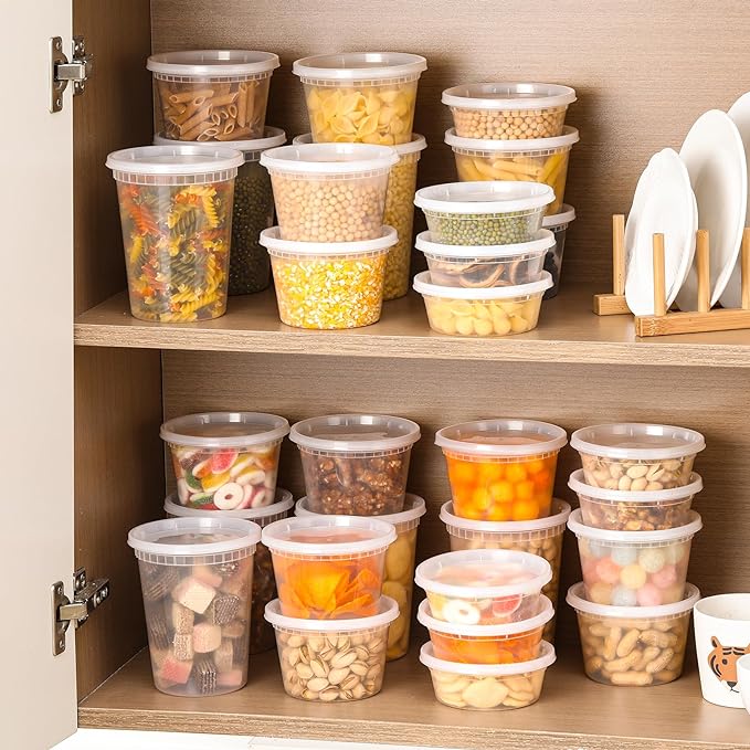 AOZITA 24 Sets Plastic Deli Food Containers