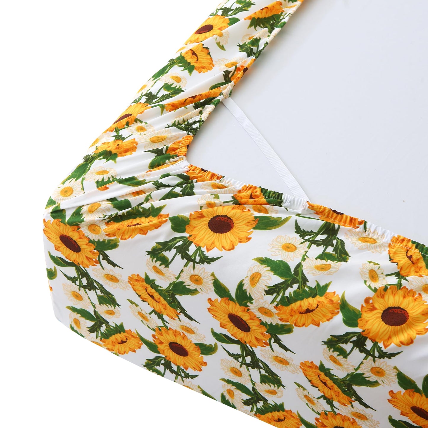 Mooreeke Cozy Vintage Microfiber Printed Floral Full Sheet Set - Soft & Breathable Yellow Sunflower Bed Sheets with Extra Deep Pocket - Non-Slip Fitted Design - Sunflower Pattern - Full