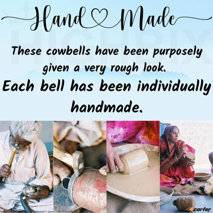 Carfar Shabby Chic Set of 3 Country Rustic Style Cone Bells Handmade Metal Harmony Christmas Hanging Decorative Cow Bells Set (3, Extra Large)