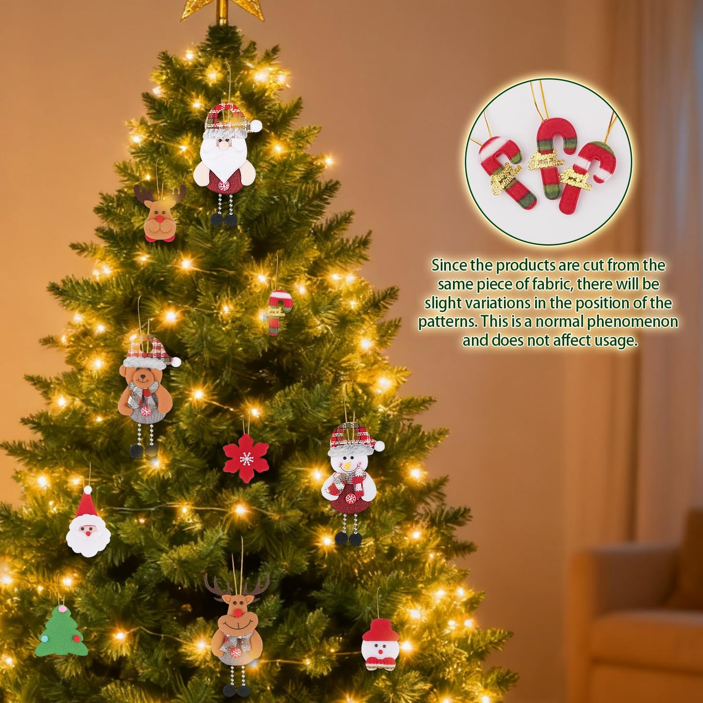 10-Piece Christmas Felt Ornament Set, Featuring Plush Santa Claus, Snowman, Reindeer, and Bear Ornaments, Suitable for Christmas Tree, Home, and Party Decoration (10 Different Designs)