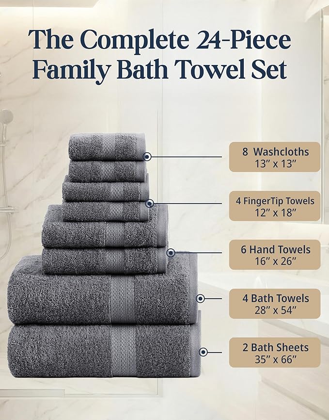 LANE LINEN 100% Cotton Bath Towels Set