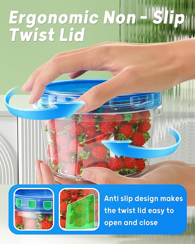 6 Pack-17oz Freezer Storage Containers, Plastic Food Storage Containers