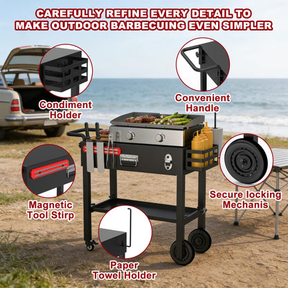 TAILGRILLER Portable Grill Table Outdoor Grill Stand for Blackstone 17"/22" Griddle,Ninja Grill,Foldable Ninja Grill Stand& Blackstone Griddle Stand for Outdoor Tailgating-Camping with Wheels