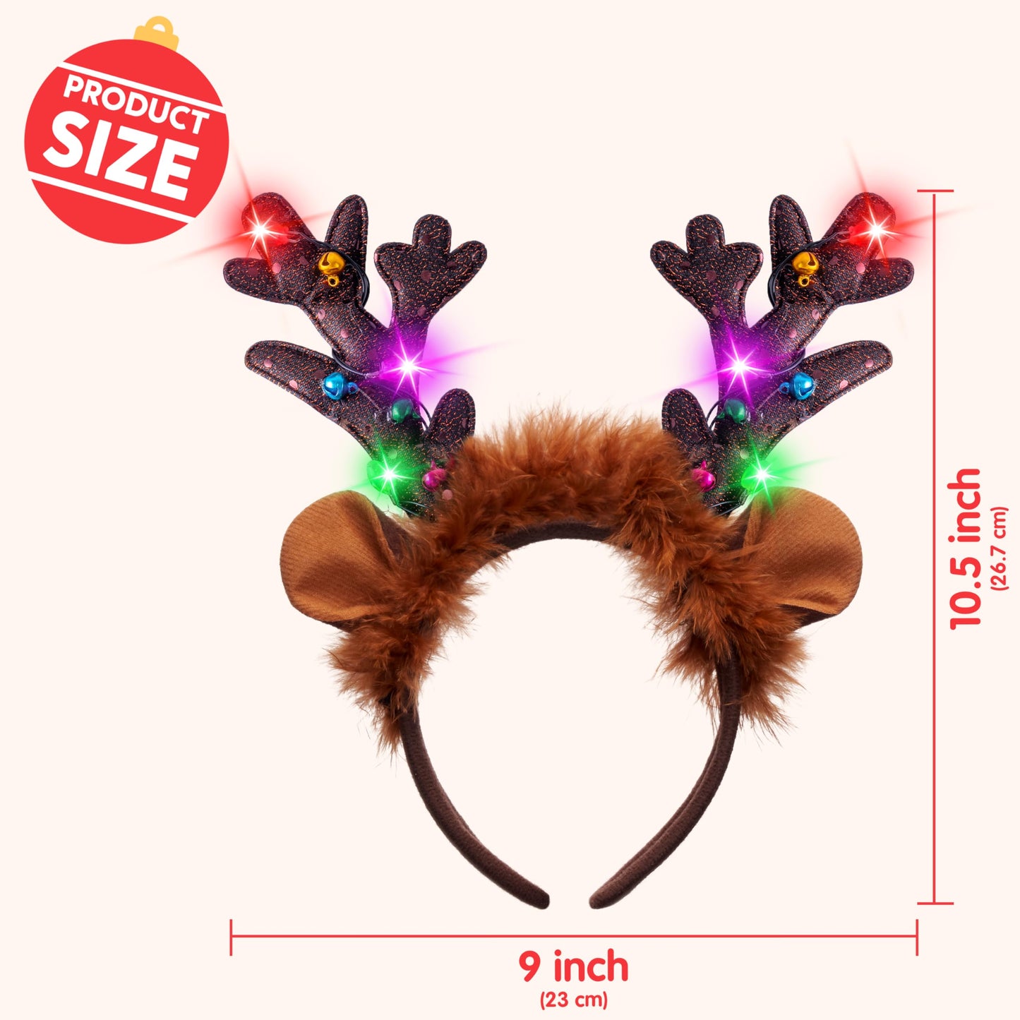 JOYIN Christmas 4PCS Reindeer Headband, Light-Up LED Antlers Reindeer Hat Holiday Headbands for Christmas Party Supplies and Holiday Parties Favors (ONE SIZE FITS ALL)