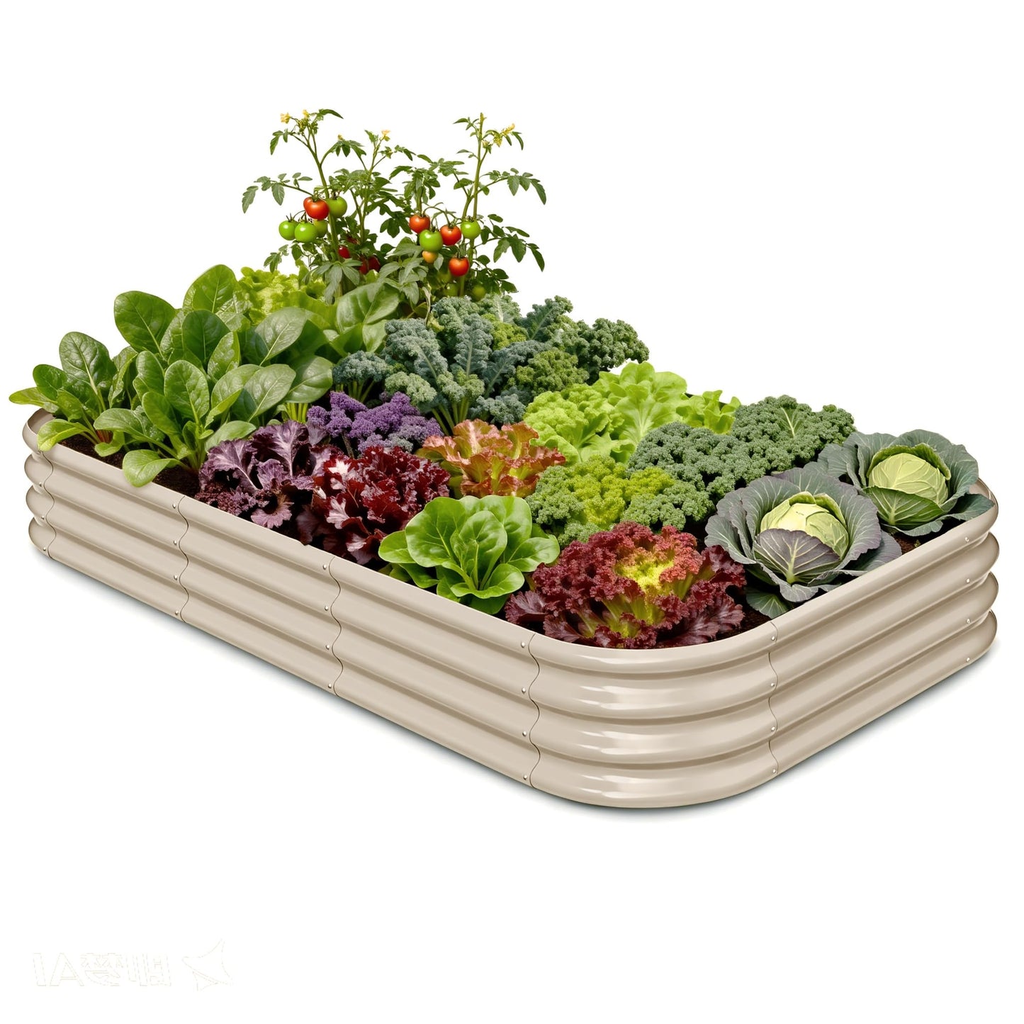 Annoell Galvanized Raised Garden Bed 8x4x1 ft, 12" Tall Metal Planter Box for Outdoor Plants, Modular Raised Flower Bed with Rust Resistant Coating for Kitchen Garden, Patio or Backyard - Sand Beige