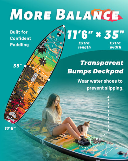 iTAOSTAR N02D 35" Extra Wide SUP for Enhanced Stability - Inflatable Stand Up Paddle Board - Premium Paddle Board Kit for Adults & Youth - All Skill Levels - Includes SUP Accessories