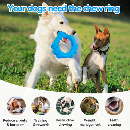 DAOZIJI Indestructible Dog Chew Ring Toys for Aggressive Chewers, Super Chewer Dog Toys for Medium Large Dogs, Puppy Teething Rings for Relax, Interactive Dogs Ring Toy, Heavy Duty Dogs Teething Toy