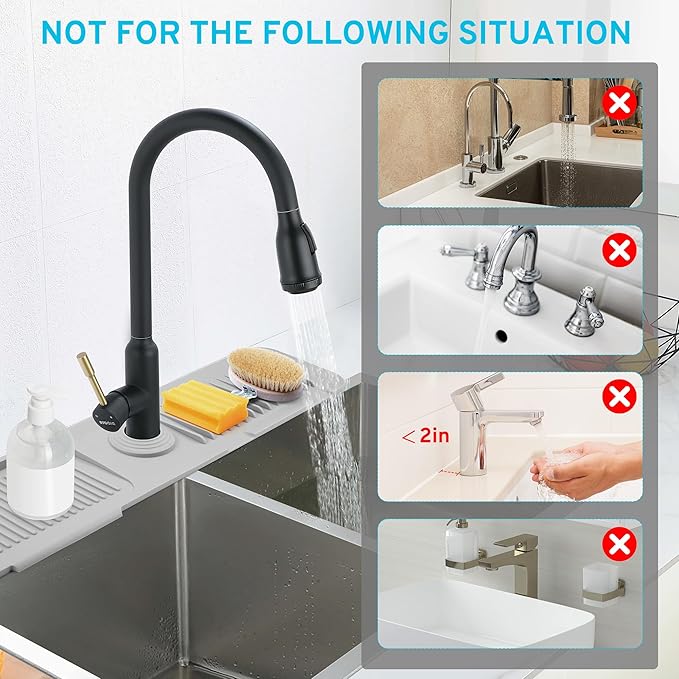 24" Longer Silicone Splash Guard, 5 Slope Design Faucet Water Catcher Mat