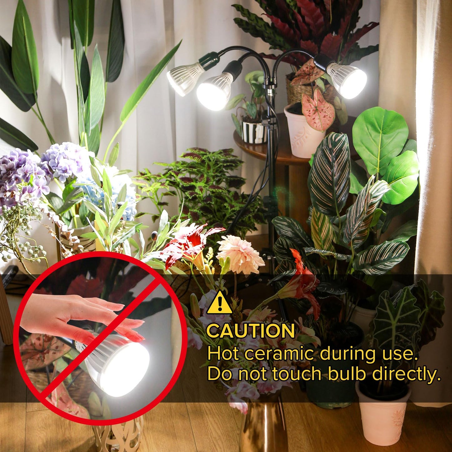 SANSI Grow Lights for Indoor Plants, 96W Full Spectrum Grow Light, No Dimmable 35-64 inches Detachable Tripod Standing Grow Lights, High PPFD 3 Pack of Par25 32W Bulb Plant Lights for Indoor Growing