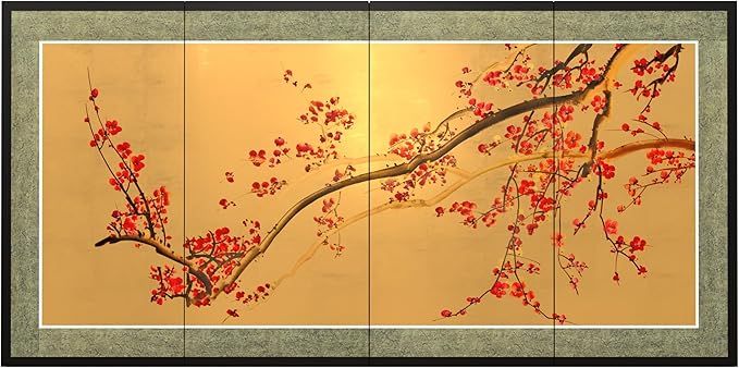 Oriental Furniture Plum Tree on Gold Leaf