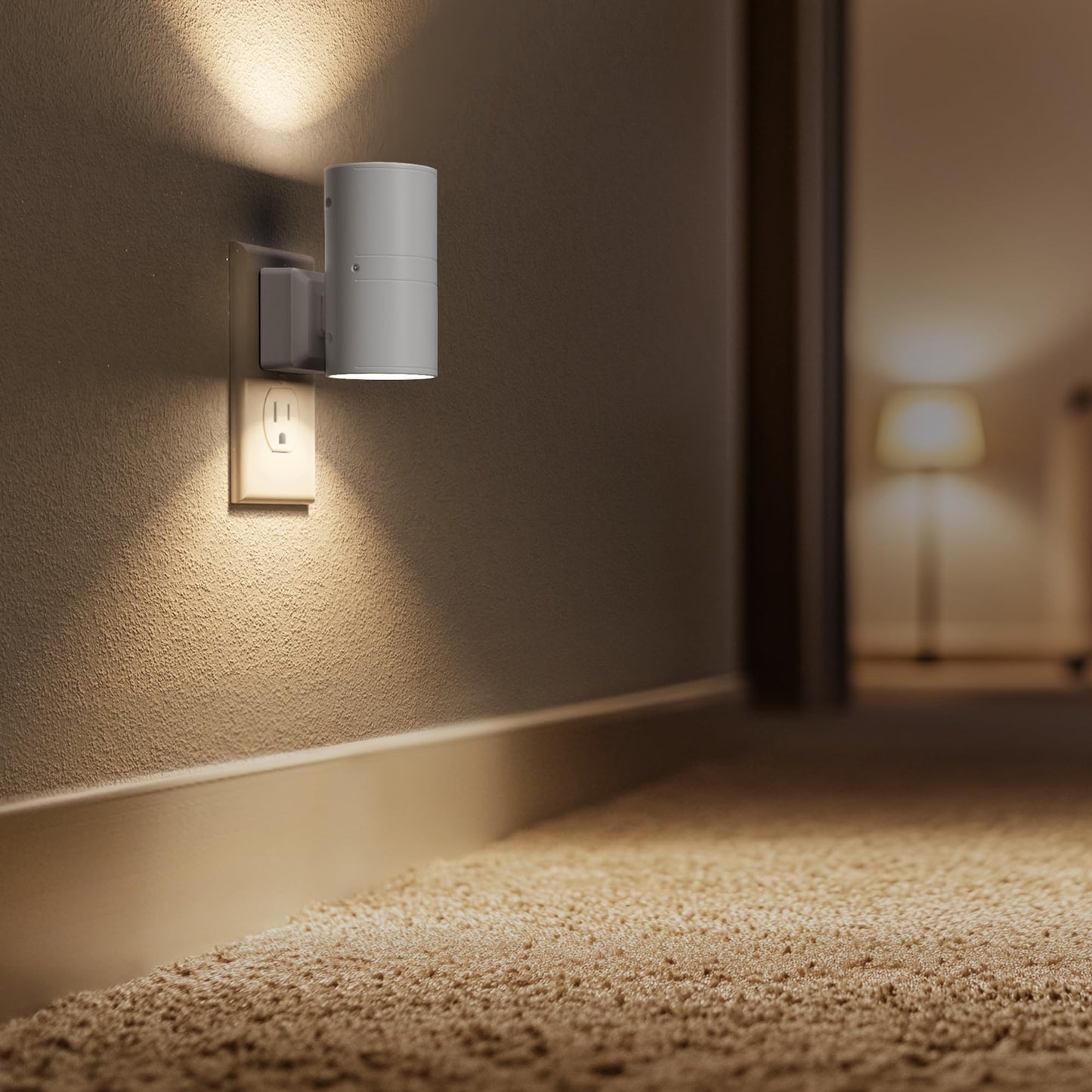Briignite Night Lights Plug into Wall, Modern LED Night Light Plug in, Dusk to Dawn Sensor, Soft White 3000K, 0-100LM Adjustable Brightness, Dimmable NightLight for Hallway, Bedroom, Stairway, 2 Pack