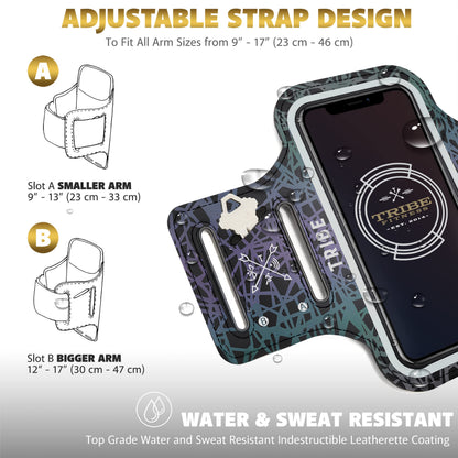 TRIBE Water Resistant Cell Phone Armband Case Running Holder for iPhone Pro Max Plus Mini SE (13/12/11/X/XS/XR/8/7/6/5) Galaxy S Ultra Plus Edge Note (21/20/10/9/8/7/6/5) Adjustable Strap & Key Pocket