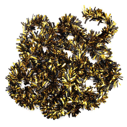 Anderson's Metallic Black & Gold Tinsel Twist Garland, 25ft Holiday Decoration, Christmas Tree Trim, Parade Float Decor, Party Supplies, Halloween, Graduation, Indoor Outdoor Event Garland