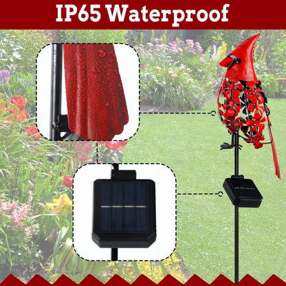 VIHOSE 1 Pcs Cardinal Gift Decor Cardinal Solar Lights for Outside Garden Stake Metal Red Bird Solar Lights Gift Outdoor Stake Grave Patio Yard Lawn Porch Cemetery Decoration for Mom Grandma Women