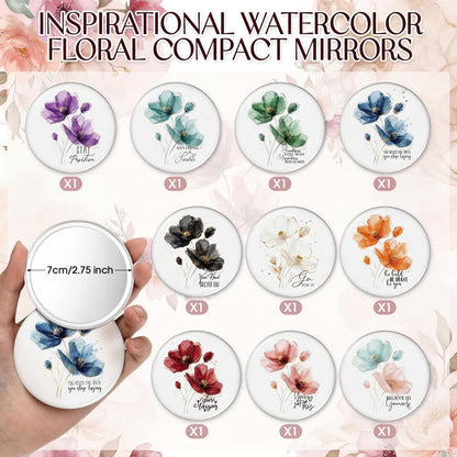 Sieral 20 Pcs Inspirational Appreciation Gifts for Women 10 Inspirational Canvas Makeup Bags 10 Compact Mirror Bulk Cosmetic Bags Portable Mirror Thank You Gifts for Coworkers Staff Friends