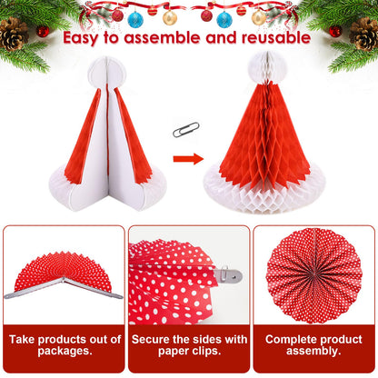 Ahfulife Christmas Party Decorations Supplies Set, Reusable Xmas Decor Kit Indoor - Merry Christmas Sign Banner for Home, Xmas Pennant Banner, Hanging Paper Tissue Fan Tree Garland