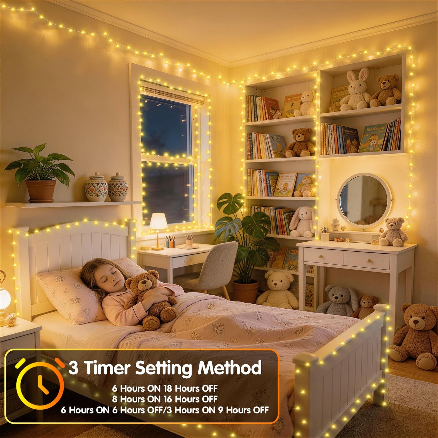 Hezbjiti 1000 LED 403 FT Christmas String Lights Outdoor, 8 Lighting Modes IP44 Waterproof Fairy Lights with Timer and Dimmable Function for Home Party Tree Decorations (Warm White, Clear Wire)