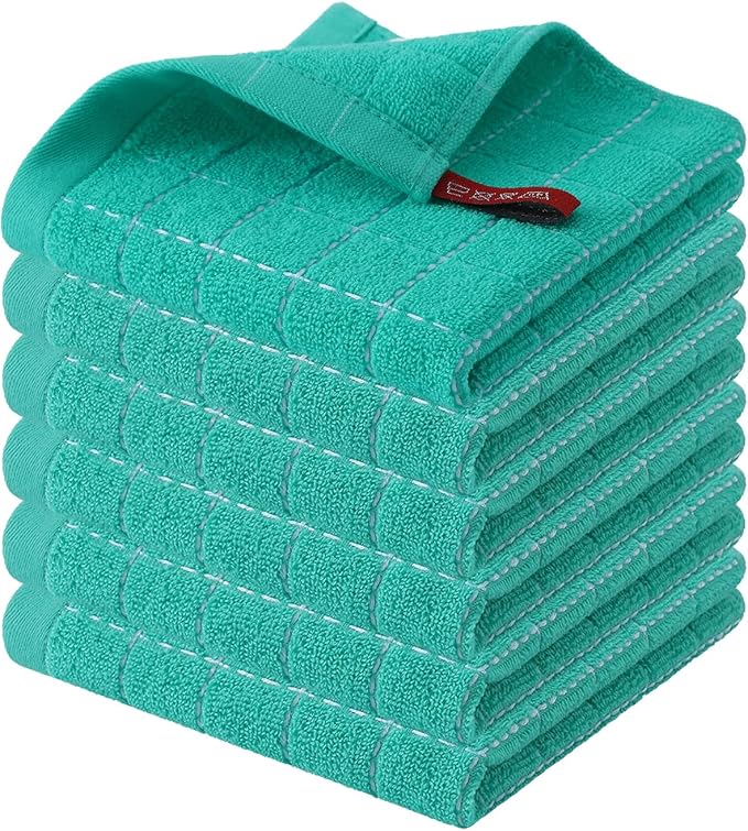 Homaxy 100% Cotton Terry Kitchen Dish Cloths, Ultra Soft and Absorbent Dish