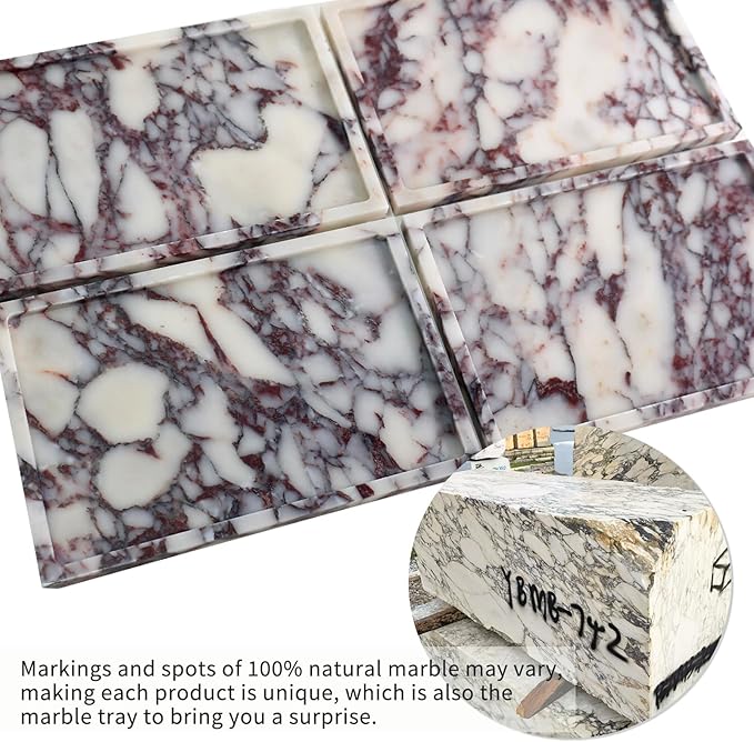Real Luxurious Natural Marble Vanity Tray Genuine Marble Storage Tray
