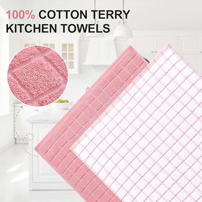 Homaxy Premium Cotton Kitchen Towels 16"x 28", Large Natural Ring Spun 390 GSM