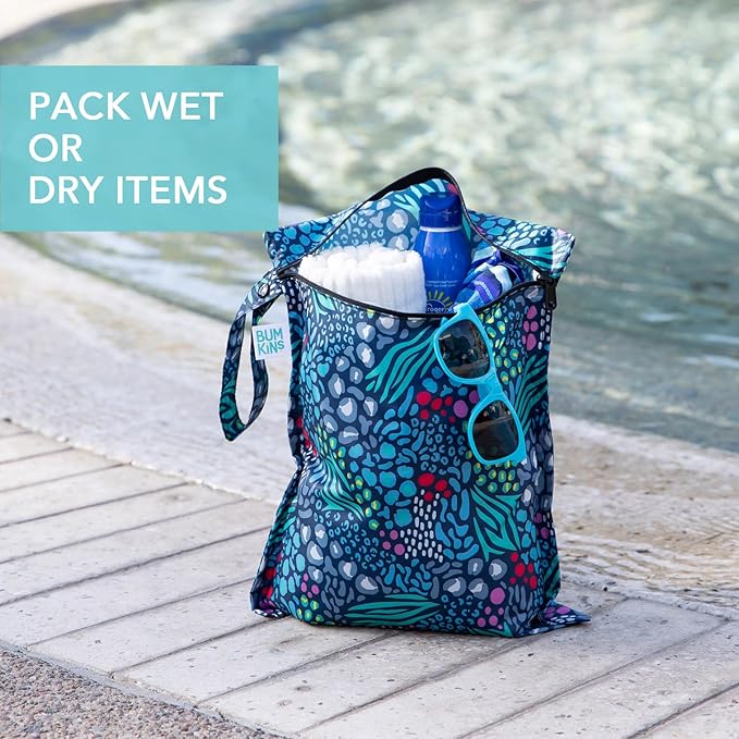 Bumkins Waterproof Wet Bag for Baby, Swim Suit, Cloth Diapers, Pump Parts