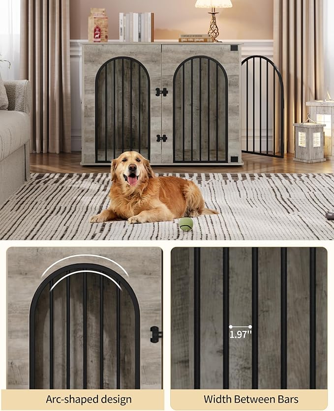 Hzuaneri 43.3" Wooden Dog Crate Furniture, Indoor Dog Kennel Dogs Cage
