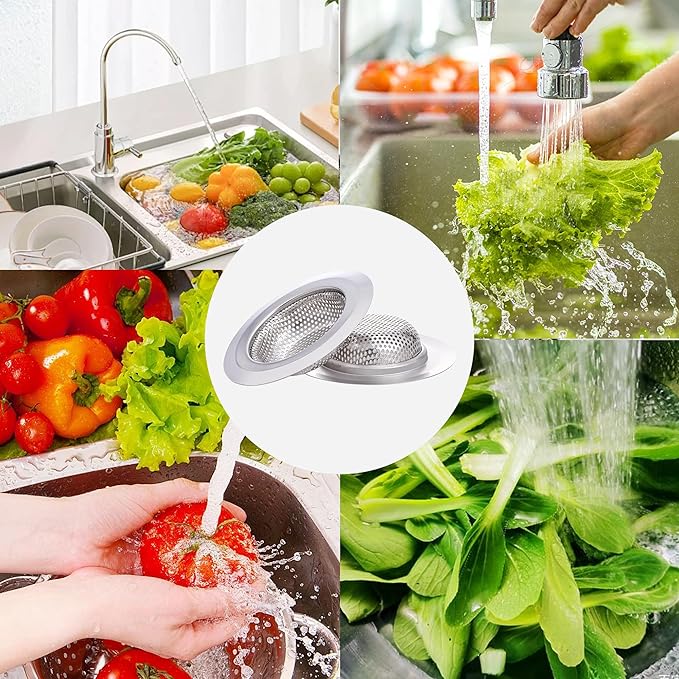 2Pcs Kitchen Sink Drain Strainer, Stainless Steel Kitchen Sink Strainer