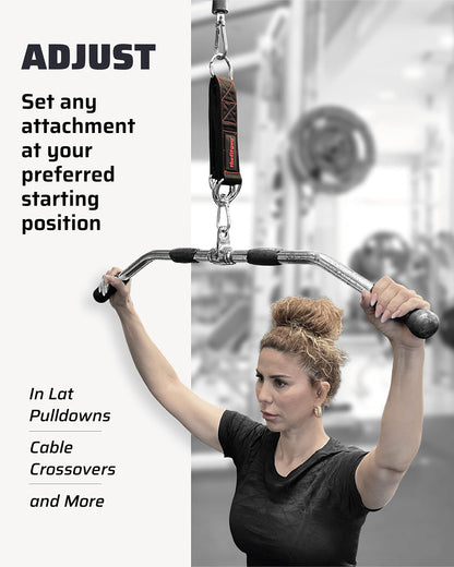 THEFITGUY Gym Multifunctional Extension Strap (Single) - for Cable Attachments, Pulley Machines, Rows - Add New Exercises and Grips to Your Workout, Heavy Duty, 5 Lengths Options