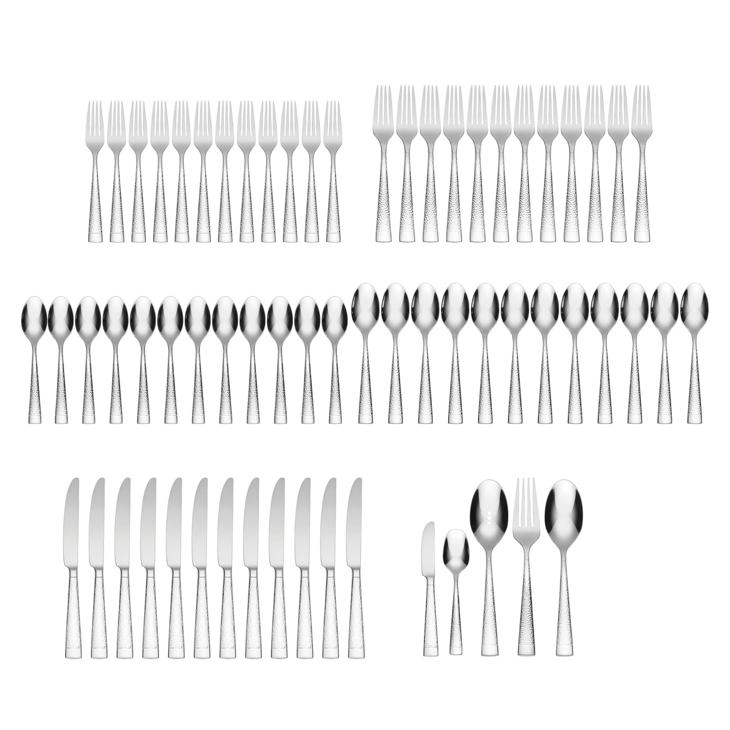 Oneida Silverware Set For 12, Sambre 65-Piece Fine Flatware Set with Serving Utensils, Service For 12, 18/10 Stainless Steel, Dishwasher Safe, Knives Spoons And Forks Sets, Dining (Silver, 65 Piece)