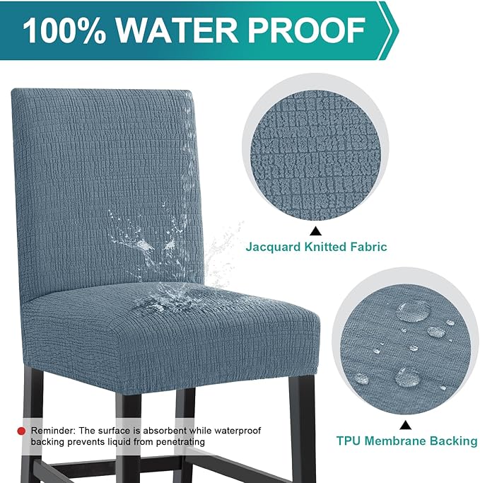 Turquoize 100% Waterproof Bar Stool Cover Stretch Washable Barstool Seat Covers