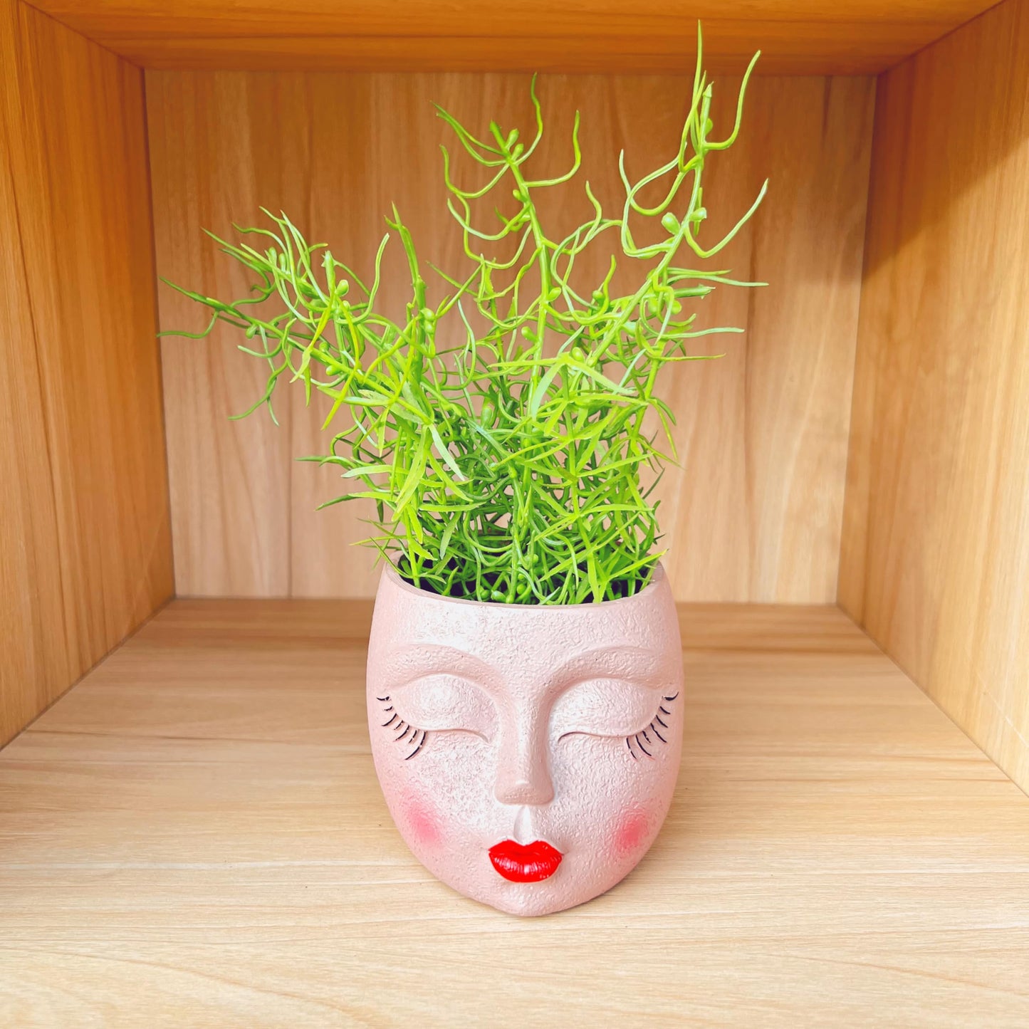 EylbKey Handcrafted Head Planter Pot Lady Face Planters Cute Flower Pot for Succulent Funny Resin Head Face Planter with Drainage Lightweight Brown 1Pack