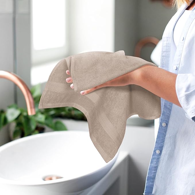 GLAMBURG Ultra Soft 6-Piece Hand Towel Set 16x28-100% Ringspun Cotton