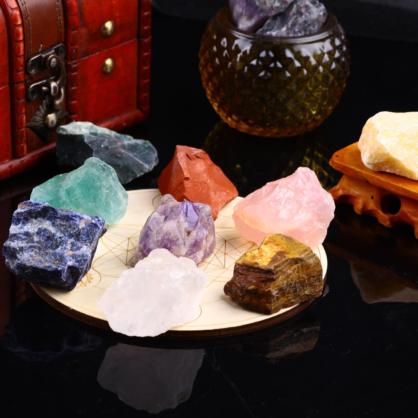 UFEEL 1 LB Bulk Rough Madagascar Stones Mix Natural Raw Crystal Stones for Tumbling Fountain Rocks Decoration Polishing Wire Wrapping Healing Crystal Large 1 inch