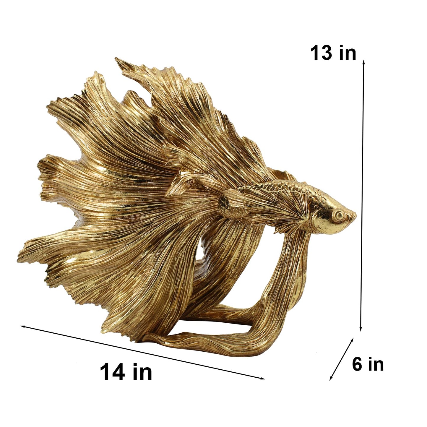 Guichifun Collectible Figurine Goldfish Statue Decor - Betta Sculpture Decoration Luckly Wealth Resin Fish Figurines Office Shelf Sculpture Home Decor Birthday Gifts for Father 14 X 6 X 13 inch