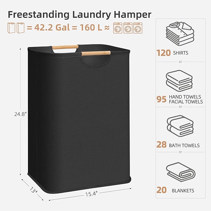 STORAGE MANIAC 2-Pack Large Laundry Hamper, 80L Collapsible Laundry Basket