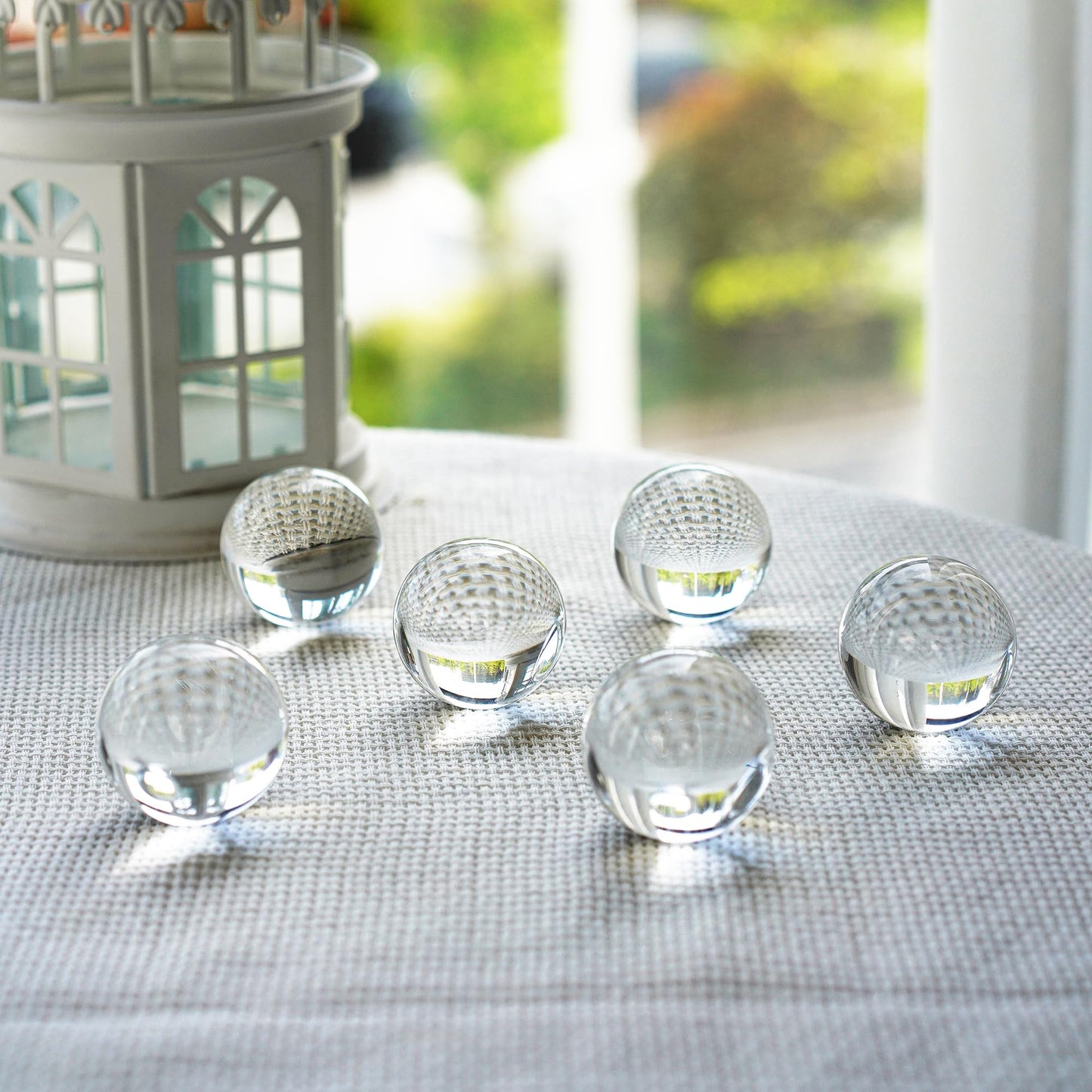 KRISININE 8pcs Clear Crystal Glass Balls 40mm Transparent Quartz Decorative Spheres for Home Table Decor