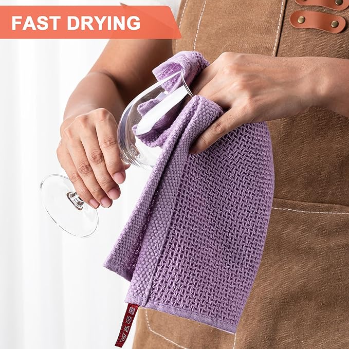 BOOMIBOO 6-Pack Kitchen Dish Cloths, 100% Cotton Waffle Weave, Ultra Soft