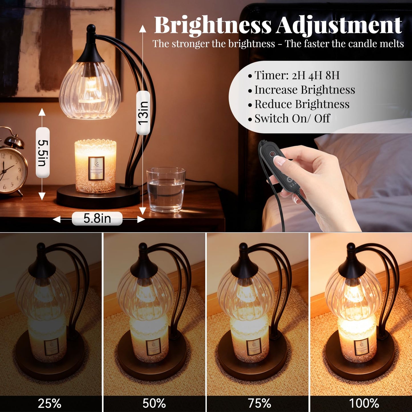 GOODBUY Candle Warmer Lamp with Timer Dimmer - Candle Lamp for Jar Candles - Birthday Gifts for Women Mom Home Decor House Warming Gifts, Lamp with 2 Bulbs