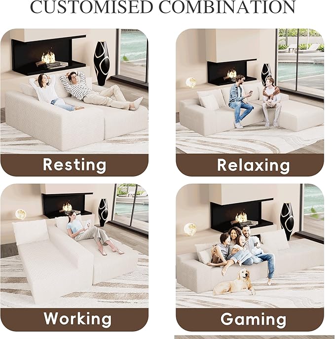 105" Convertible Sectional Couch