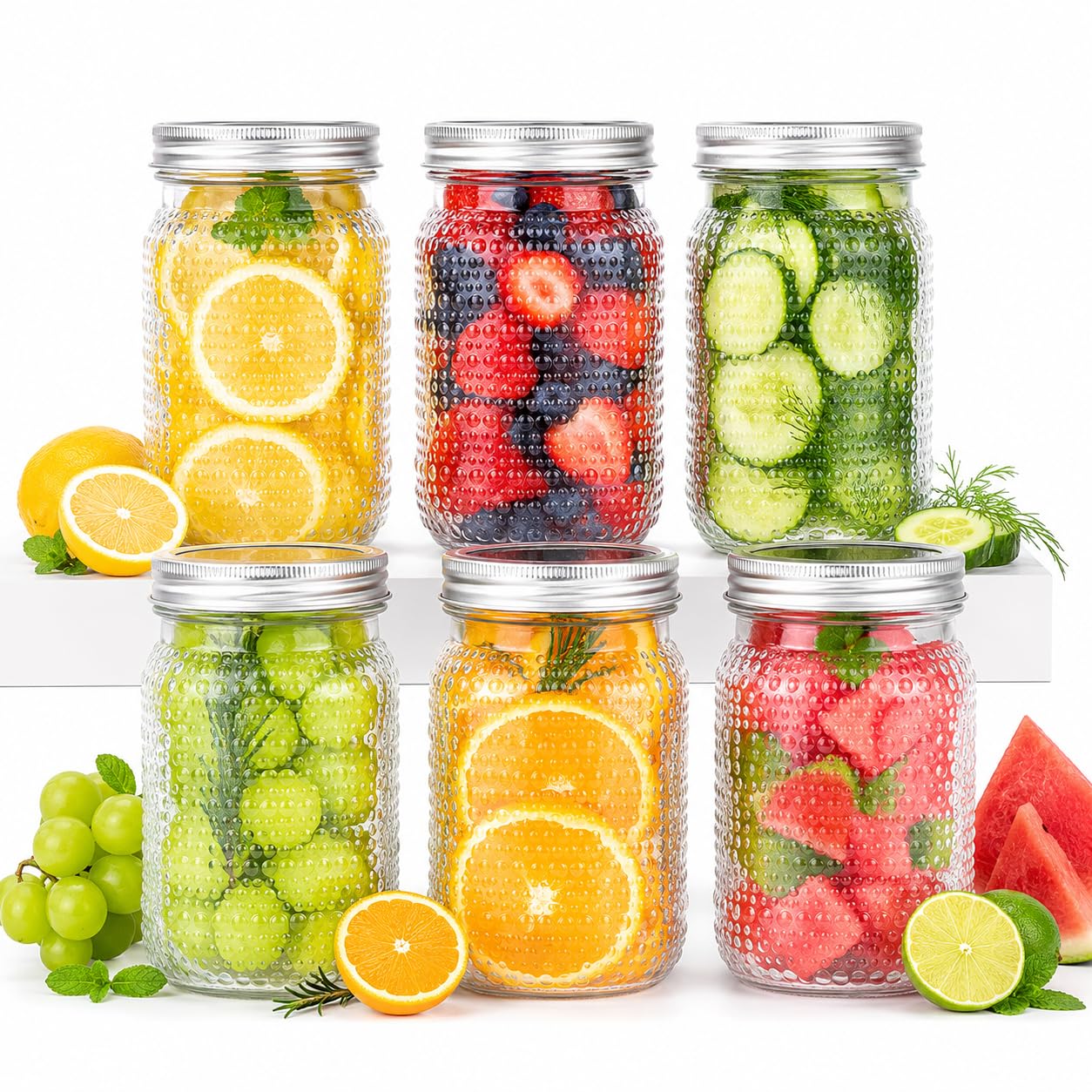 WELLIFE Mason Jars 32 oz, 6 Pack Quart Mason Jars Wide Mouth for Pickling,Canning, Decoration, Fermenting and Food Storage,Microwave & Dishwasher Safe