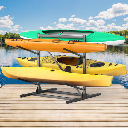 TORACK Garage Kayak Storage Stand, Heavy-Duty 4-Tier Metal Freestanding Kayak Storage Rack, Indoor/Outdoor Kayaks Holder