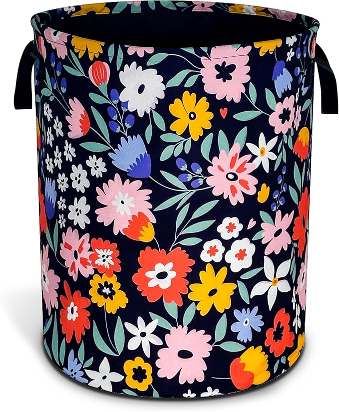 Folk Floral Art Laundry Basket Beautiful Flowers Foldable Oxford Cloth Funny