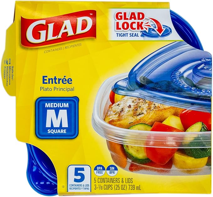 Glad GladWare Entrée Food Storage Containers, Medium Square